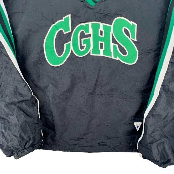Vintage Varsity CGHS Pullover‎ Windbreaker Jacket Green White Black Medium - Picture 7 of 12